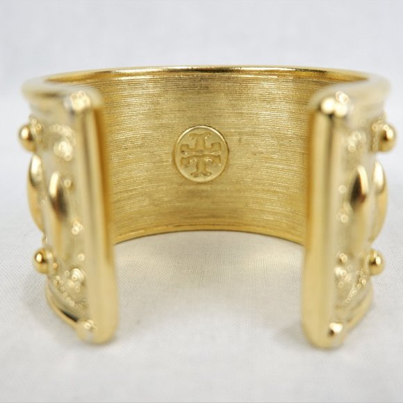 TORY BURCH Gold Plated Wide Cuff Bracelet Bangle - Picture 2 of 3